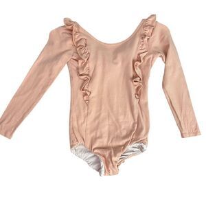Remie Girl Peach Ruffle Bodysuit Spot size 8